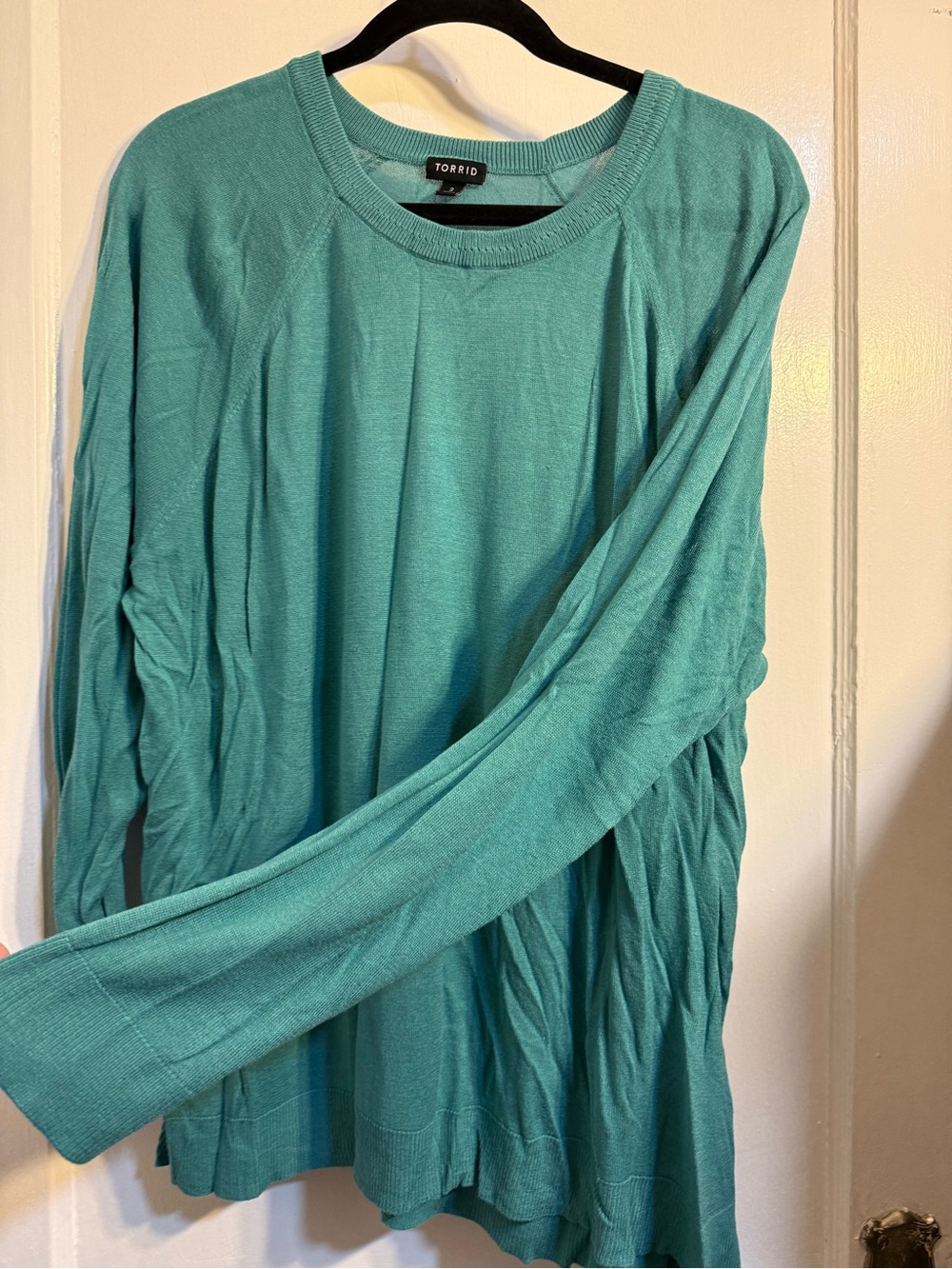 torrid Teal V-Neck Lightweight Knit Sweater